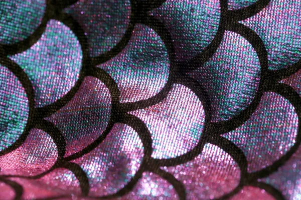 Sellőfarok Minta Közelről Csillogó Spandex Halbőr Textúra Lányok Textiltervezése — Stock Fotó