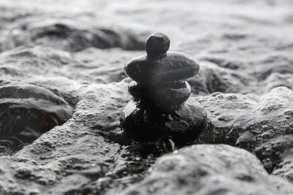 Zen Meditation Stones Beach — Stock Photo, Image