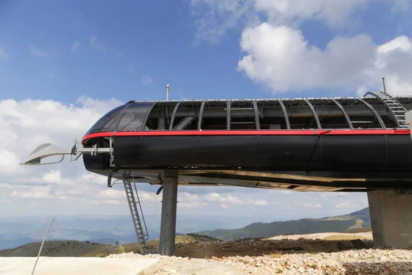 New ropeway project in the mountain area under constructions. Construction, assembly and installation of a ropeway.