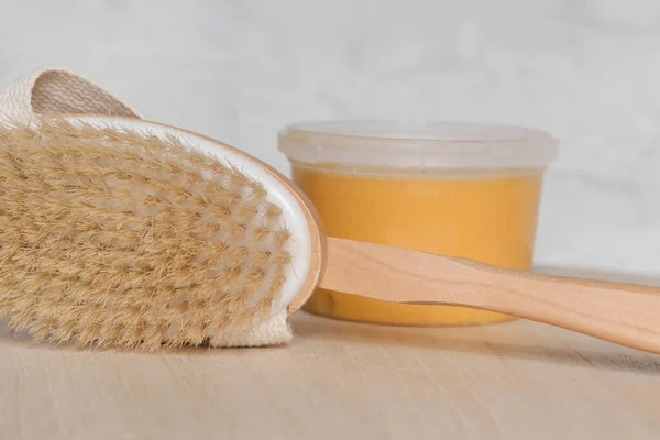 Dry skin wooden body brush for anti cellulite andlymphatic drainage massage