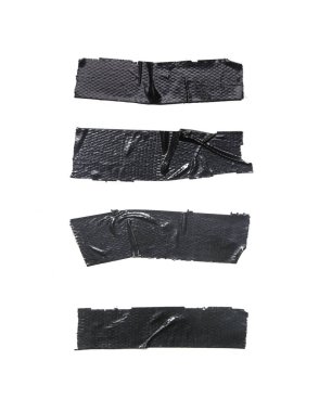 Genel amaçlı vinil siyah bantlar beyaz üzerine izole edilmiş. 