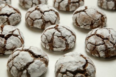 Kırsal, havalı, çikolatalı, pudra şekerli kurabiye.