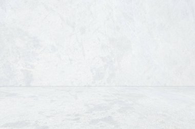 Boş beyaz beton oda ve zemin zemin arka plan, iç zemin için perspektif gri eğimli beton oda, arka plan, ürün görüntüleme için alanı olan gri grunge çimento odası, şablon