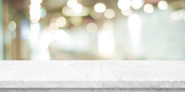 Görüntü depolama arkaplanı, afiş, masa üstü, raf, ürün ve gıda görüntüleme montajı için tezgah tasarımı üzerine boş beyaz çimento tablo