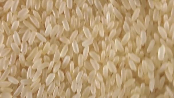 Dry Uncooked Parboiled Rice Background Moving Upward Top View Low — Stock Video