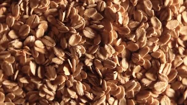 Oat Flakes Background Rotating Left Top View Low Key Light — Wideo stockowe