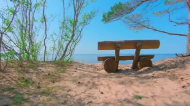 Colorful Sea Panorama at Summer Sunny Day - Slow Motion. Access to the Baltic Sea, Moving Forward to the Water