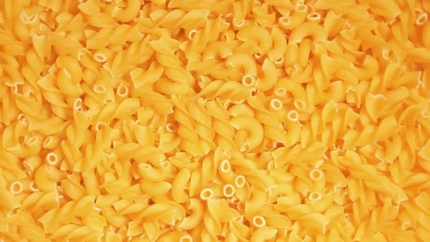 Uncooked Fusilli Chifferi Rigati Pasta Top View Fat Unhealthy Food — Stock Video