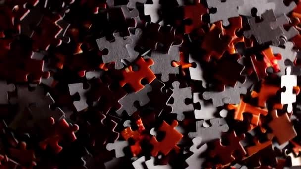 Background Colored Puzzle Pieces Rotating Clockwise Top View Texture Incomplete — Vídeo de stock