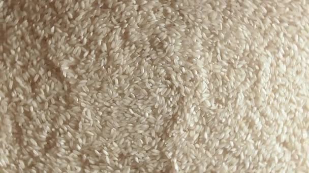 Dry Uncooked White Rice Background Rotating Right Top View Low — Vídeo de stock