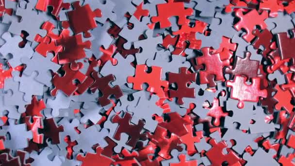 Background Colored Puzzle Pieces Slowly Rotating Counterclockwise Top View Texture — Vídeo de stock