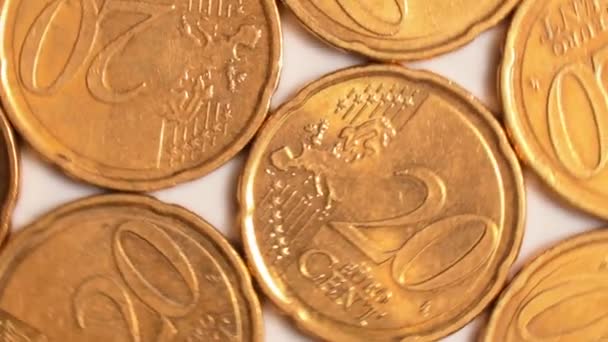 Euro Cent Coins Rotating Money Background Top View Macro Euro — Stock Video