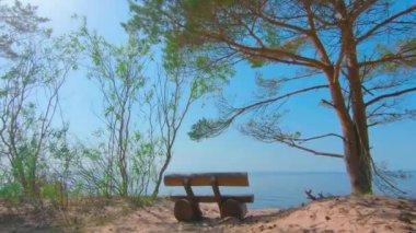 Colorful Sea Panorama at Summer Sunny Day - Slow Motion. Access to the Baltic Sea, Moving Forward to the Water