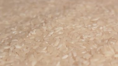 Kuru pişmemiş beyaz pirinç dönüşümlü. Çiğ Uzun Taneli Pirinç. Asya mutfağı ve kültürü. Sağlıklı beslenme malzemeleri. Diyet Yemekler