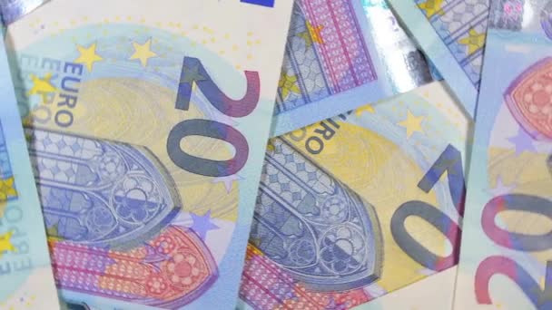 Euro Facturen Roterende Geld Achtergrond Top View Macro Euro Geld — Stockvideo