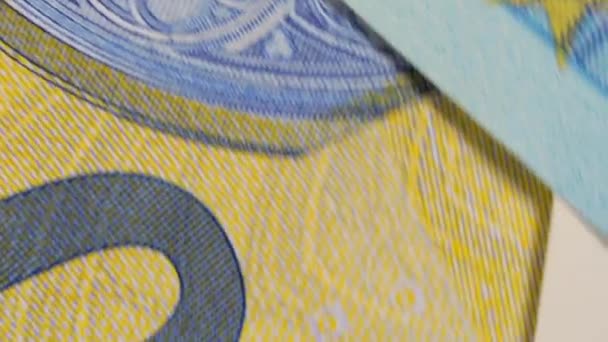 Euro Bills Rotating Money Background Top View Euro Dinheiro Moeda — Vídeo de Stock