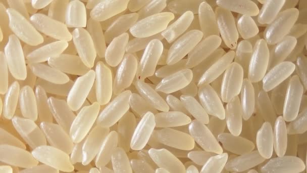 Suché Vařené Předpařená Rýže Pozadí Pomalu Rotující Vlevo Horní Pohled — Stock video
