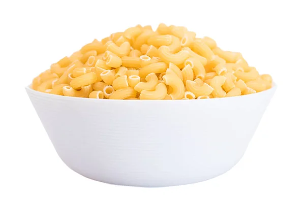 Uncooked Chifferi Rigati Pasta White Cup Isolated White Background Fat — Stock Photo, Image
