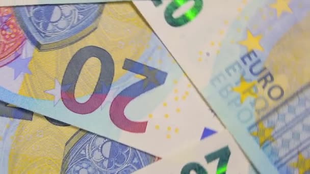 Euro Bills Rotating Money Background Top View Euro Dinheiro Moeda — Vídeo de Stock