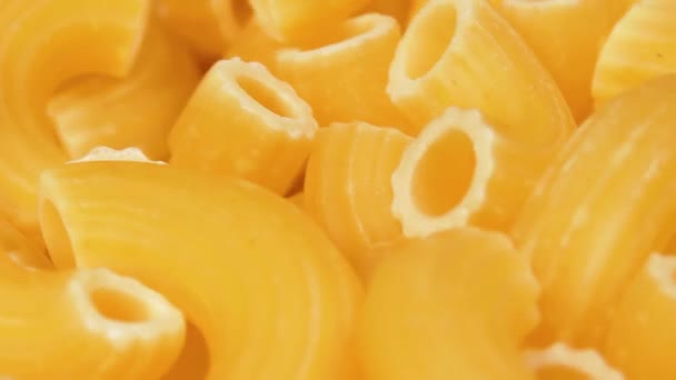 Uncooked Chifferi Rigati Pasta Rotating Macro Fat Unhealthy Food Close — Video