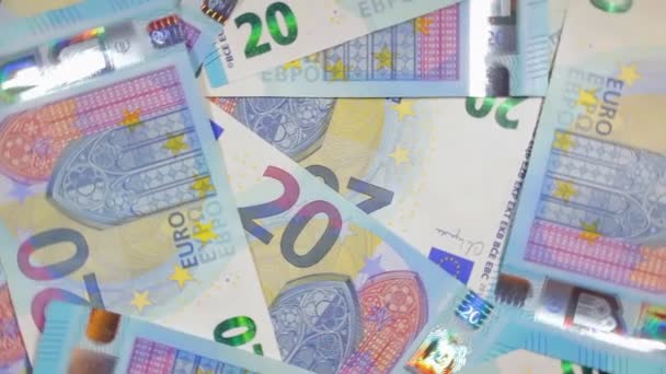 Euro Bills Rotation Argent Arrière Plan Vue Dessus Monnaie Euro — Video