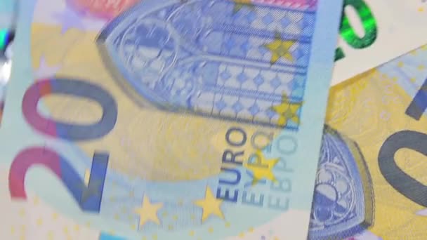 Facturas Euros Fondo Dinero Giratorio Vista Superior Moneda Dinero Euros — Vídeo de stock