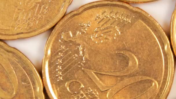 Монет Євроцента Обертаються Грошовий Фон Вид Зверху Макро Валюта Євро — стокове відео