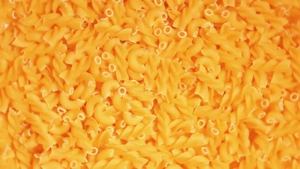 Uncooked Fusilli Chifferi Rigati Pasta Top View Fat Unhealthy Food — Stock Video
