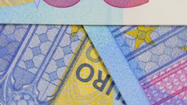 Euro Facturen Roterend Geld Achtergrond Top View Euro Geld Munt — Stockvideo
