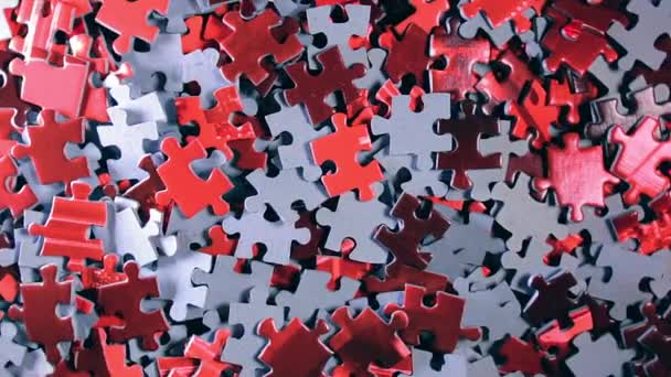 Background Colored Puzzle Pieces Slowly Rotating Counterclockwise Top View Texture — Wideo stockowe