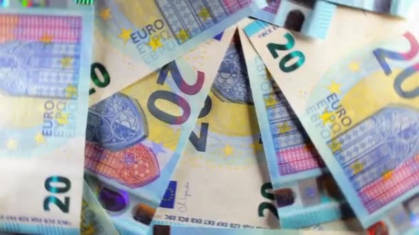 Euro Bills Rotating Money Tło Top View Pieniądze Euro Waluta — Wideo stockowe