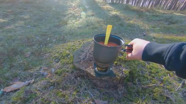 Camp Food Cooking Hike Using Small Cook Set First Person — Video