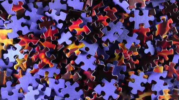 Arrière Plan Pièces Puzzle Colorées Qui Tournent Lentement Dans Sens — Video
