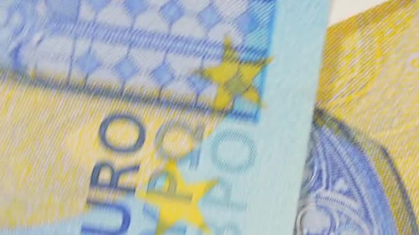 Facturas Euros Fondo Dinero Giratorio Vista Superior Moneda Dinero Euros — Vídeos de Stock