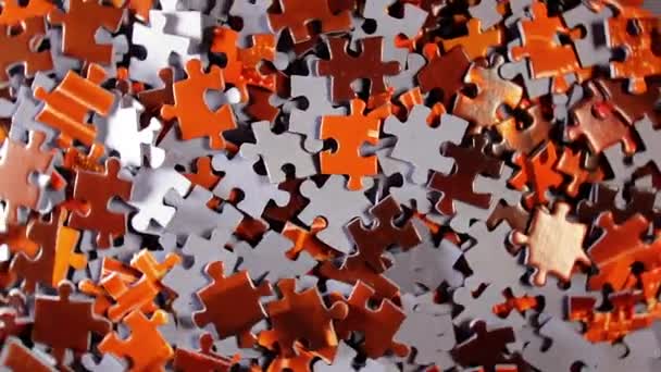 Háttér Színes Puzzle Pieces Hogy Forgatható Óramutató Járásával Megegyező Irányban — Stock videók