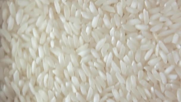 Ξηρό Άψητο Λευκό Ρύζι Φόντο Αργά Κινείται Προς Κάτω Top — Αρχείο Βίντεο