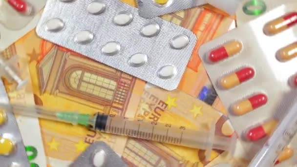 Inflation Teure Medizin Hohe Gesundheitskosten Globale Pharmaindustrie Und Arzneimittel Verschiedene — Stockvideo