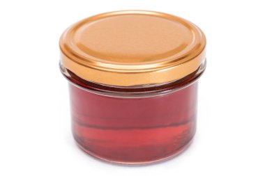 Koyu Bal Küçük Cam Kavanozda Beyaz Arkaplanda İzole Edildi