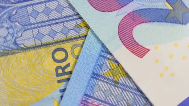 Euro Bills Rotating Money Background Vista Dall Alto Macro Moneta — Video Stock