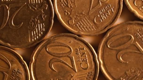 Euro Monety Centów Rotating Money Background Top View Makro Pieniądze — Wideo stockowe