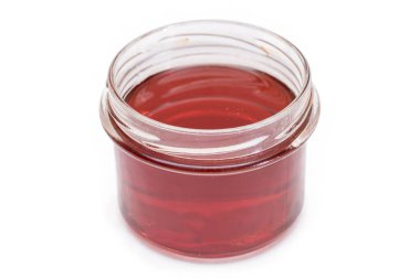 Koyu Bal Küçük Cam Kavanozda Beyaz Arkaplanda İzole Edildi