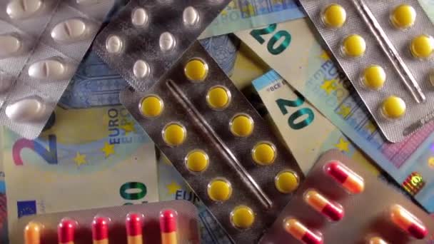 Inflatie Dure Geneeskunde Hoge Kosten Van Gezondheidszorg Mondiale Farmaceutische Industrie — Stockvideo