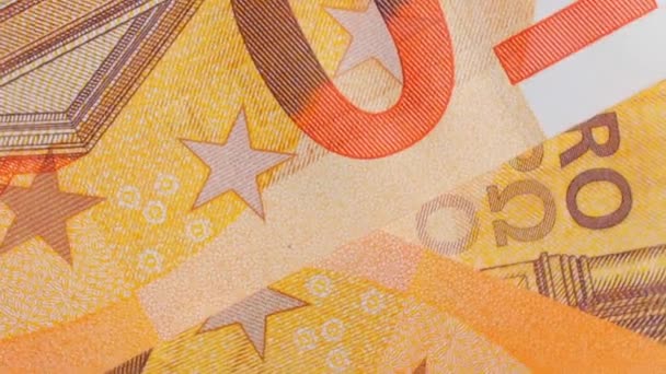 Euro Banknotes Rotating Money Background Top View Macro Euro Money — Stock Video