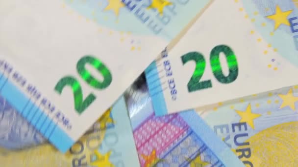 Facturas Euros Fondo Dinero Giratorio Vista Superior Moneda Dinero Euros — Vídeo de stock