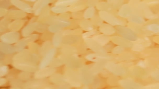 Dry Uncooked Parboiled Rice Heap Rotating Macro Pile Raw Long — Αρχείο Βίντεο