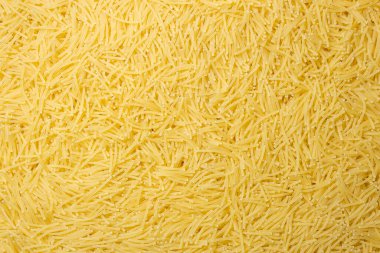 Pişmemiş Filini Makarnası: Gurme Aşçılığı İçin Canlı ve Dokulu Bir Arkaplan Oluşturan Bir Mutfak Makarnası. Kuru makarna. Raw Macaroni - Top View, Düz Yat