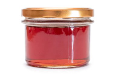 Koyu Bal Küçük Cam Kavanozda Beyaz Arkaplanda İzole Edildi