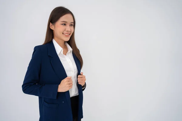 Portrait Smart Happy Young Thoughtful Asian Business Women Think New — 스톡 사진