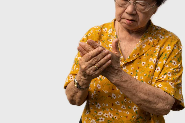 Pacientes Idosas Asiáticas Sofrem Dor Entorpecida Nas Mãos Por Artrite — Fotografia de Stock