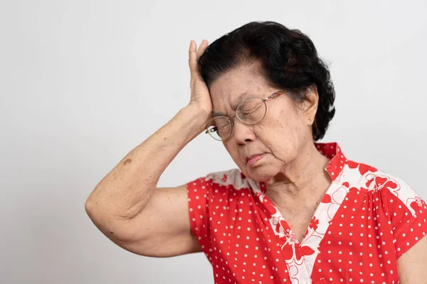 Старшая Женщина Которой Сильная Головная Боль Страдает Инсульта Болезни Мозга — стоковое фото